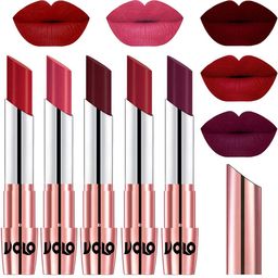 VOLO Set Of 5 Creme Matte Lipsticks 3.5 g - Tomato Red 40-Pink 41-Maroon 42-Red 43-Wine 47-32