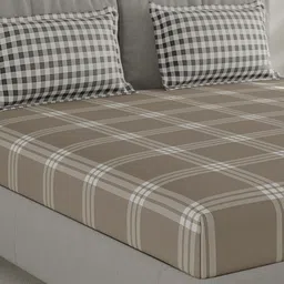 Monte Carlo Beige Geometric Printed 210 TC Cotton Queen Bedsheet Set 2.2 m x 2.5 m-image-32