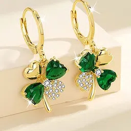 GOLDIWALA Korean Gold-Plated Artificial Stones Studded Floral Shaped Hoop Earrings-picture-31