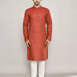 Arihant Rai Sinha Men Ethnic Motifs Embroidered Thread Work Chanderi Silk Kurta-picture-39