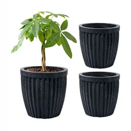 RUBOXA 3Pcs Black Textured UV ProtectedBig Size Flower Pot-image-10