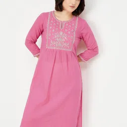 max Women Yoke Design Flared Sleeves Chikankari Kurta-image-57