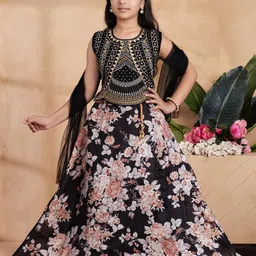 Sangria Girls Black Organza Lehenga Choli-picture-23