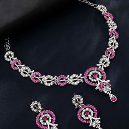 Atasi International Silver-Plated American Diamond Studded Jewellery Set-image-95
