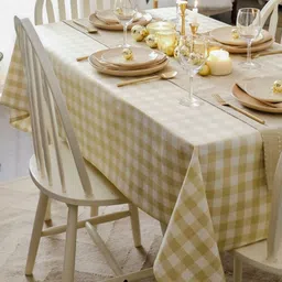 The Yard House Beige Geometric Printed Anti-Slip Cotton 6-Seater Table Cover-image-60