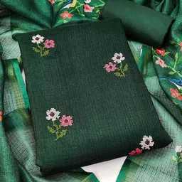Peachmode Floral Embroidered has a thread work detail Unstitched Dress Material-image-84