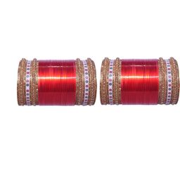 HouseOfCommon Red Plastic Zircon Bangles-image-80
