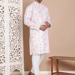 Anouk Men Floral Printed Regular Sequinned Kurta with Pyjamas image 4