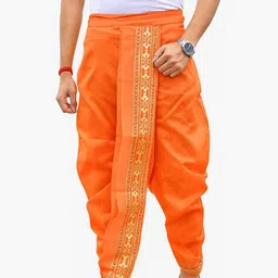 AMIT ONLINE Stylish Men's Solid Dupion Silk Bengali Style Dhoti Pant-46