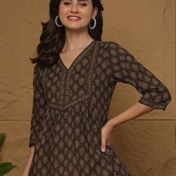 Nayo Ethnic Motifs Printed Cotton A-Line Top-9