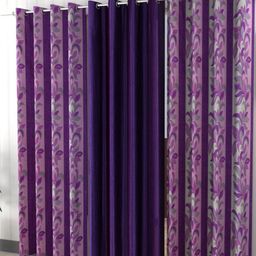 Galaxy Home Decor Purple Set of 3 Floral Long Door Curtain-image-40