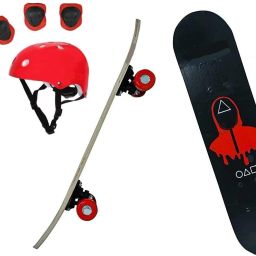 Squid Game Skateboard Combo with Helmet & Protective Gear Set for Kids Riders 24 inch x 8 inch Skateboard-picture-24