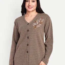 HAUTEMODA Women Floral Woollen Sweater Vest-image-71