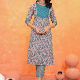 GULAB CHAND TRENDS Women Printed Regular Pure Cotton Kurta with Trousers-image-26