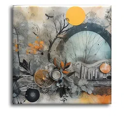 OLIVE TREE Grey Abstract Printed Canvas Wall Art image 4