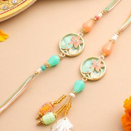 Sangria Artificial Beads Bhaiya Bhabhi Rakhi with Roli Chawal Chandan & Mishri-38