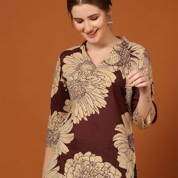 Anouk Rustic Floral Print Mandarin Collar Cotton Top-picture-37