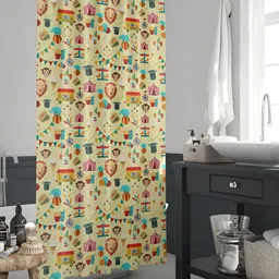 ArtzFolio Yellow, Blue & Red Printed Waterproof Shower Curtain-picture-3
