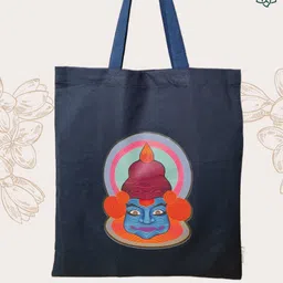 MAATIR DESIGNS Unisex Kathakali Graphic Printed Shopper Cotton Canvas Tote Bag-26