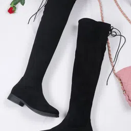 Flat n Heels Women High-Top Suede Slouchy Boots-87
