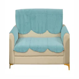 Fashion Throw Turquoise Blue Velvet 4 Piece Sofa Cover With Arms-image-80