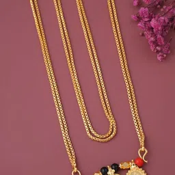 VRAJ FASHION JEWELLRY 1 GRAM GOLD PLATED 30 IN LONG DOUBLE BOX CHAIN VATI MANGALSUTRA FOR Adult-Uni-image-95