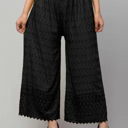 fambee Women Relaxed Black Viscose Rayon Trousers-picture-4