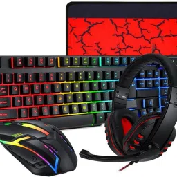 SANNO WORLD Wired Gaming Keyboard and Mouse Headset Combo 4 in 1 Gaming Set 104 Keys Combo Set-22