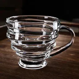 Pack of 6 Glass Spiral Glass Tea Cup Honey Tea and Coffee Cup for Multi-Puprose use Milk Green Tea Cold Drink Soup Cappuccino Hot Chocolate Cake Tea Mug Coffee Mug Serving Cup (Set of 6-170 ML) (Transparent)-image-30