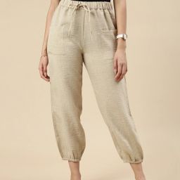 Women Solid Beige Track Pants-image-67