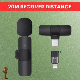K8 Wireless Microphone Recording Clip Mic with Receiver for Vlogging/YoutubeR369 Microphone-image-94