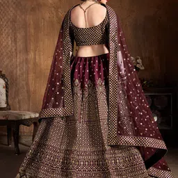 FABPIXEL Embroidered Sequinned Semi-Stitched Lehenga & Unstitched Blouse With Dupatta image 3