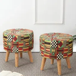 riance creations Kente Print Seating Stool In Multi Color-picture-2