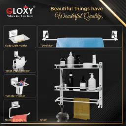 SS304 6pcs Bathroom Set-Napkin Ring/Towel Rod/Soap/Toilet Paper/Tumbler Holder Silver Towel Holder-image-6