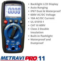 metravi High-Precision Digital Multimeter 4000 Count with Ip 67 Dust & Flashlight Digital Multimeter image 2
