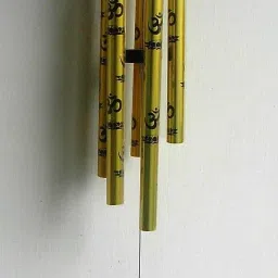 Feng Shui Om Printed Metal Wind Chime with 5 Golden Pipes Aluminium Windchime-image-53