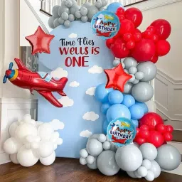 Printed Birthday Airplane flight Theme Party Balloon Arch Garland set Aeroplane Bday Balloon-image-8