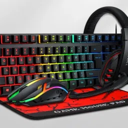 SANNO WORLD 4in1 PC TF800 Four-piece Gaming Combo 104 Keys Keyboard Breathing Light Mouse Combo Set-2