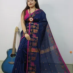 saree star Self Design Handloom Cotton Silk Saree-picture-1