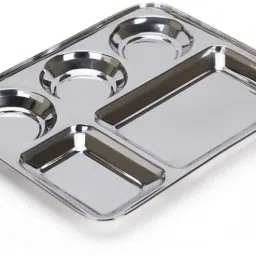 Stainless Steel Rectangular 5 in 1 Compartment/Dinner Plate Set of 1 Pcs Dinner Plate-23