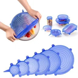 Set of 6 Silicone Stretch Lids Multi Reusable Silicone Lids Food And Bowl Covers 8 inch, 10 inch, 4 inch, 2 inch Lid Set-10