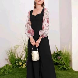 Floral Print, Solid Women Jumpsuit-image-3