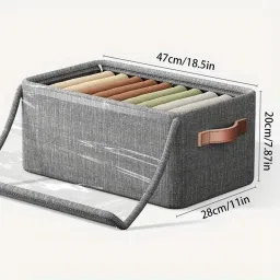 Prim Enterprise Fabric Storage Box with Steel Frame Stackable Shelf Storage Baskets Cotton Laundry Bag image 2