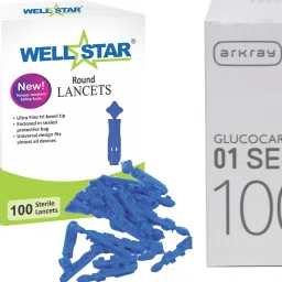 Wellstar ROUND Glucometer Lancets (100) with GLUCOCARD SENSOR 100 Test Strips Glucometer Lancets-19