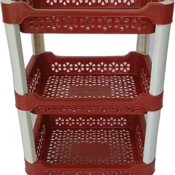 Plastic 3 Shelf Plastic Basket Organizer Vegetable Fruits or Multipurpose Kitchen Rack Storage Basket-picture-14