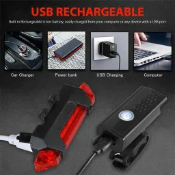 fastped Combo of Bicycle LED USB Rechargeable Head Light and Taillight (Combo) LED Front Rear Light Combo image 5