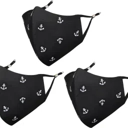 Anti-Pollution, Anti-Bacterial (BFE>99%) 4 Layer Embroidered, Designer, Fashionable, Protective, 100% Cotton, N-95 Cloth Face Mask Combo for Men with Size Adjustable Ear Loops Anchor_Combo_03 Reusable, Washable Cloth Mask-19
