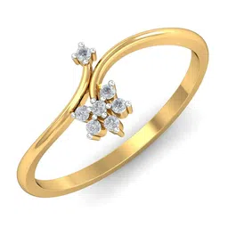 KUBERBOX Asfia Curved 18KT Gold Diamond Studded Finger Ring-1.53gm-image-50