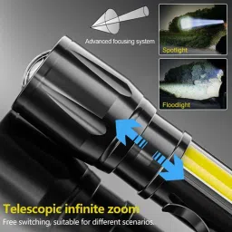benson 2 IN 1 Rechargeable Bright LED Torch Small Portable Flashlight Torch 5 hrs Torch Emergency Light image 2