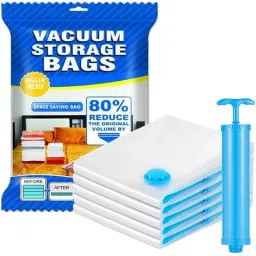 5 Piece Vaccum Storage Bags, 2 Small 2 Medium 1 Large Bag High Volume Storage Vacuum Bags, Travel Storage Vacuum Bags-image-43